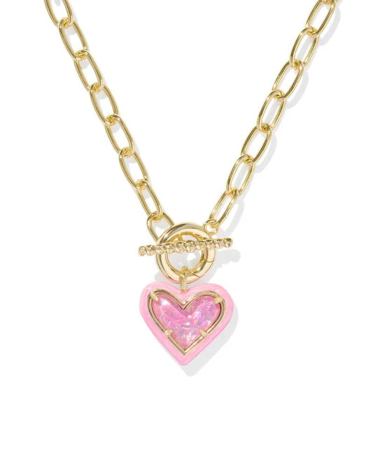 Ari Heart Enamel Gold Chain Blush MOP - She Chester