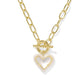 Ari Heart Enamel Gold Chain Ivory MOP - She Chester