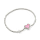 Ari Heart Stretch Bracelet Silver Pink Iridescent Glitter - She Chester