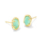 Daphne Stud Earrings Gold Light Green MOP