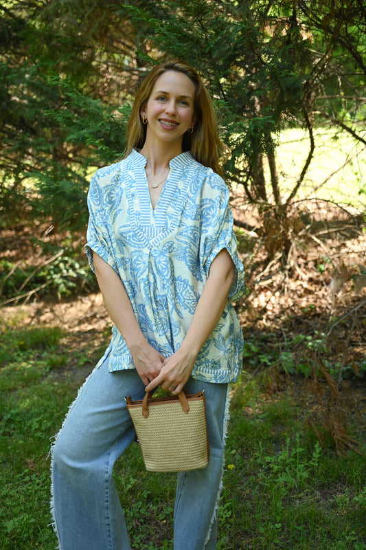 Athens Light Blue Blouse - She Chester