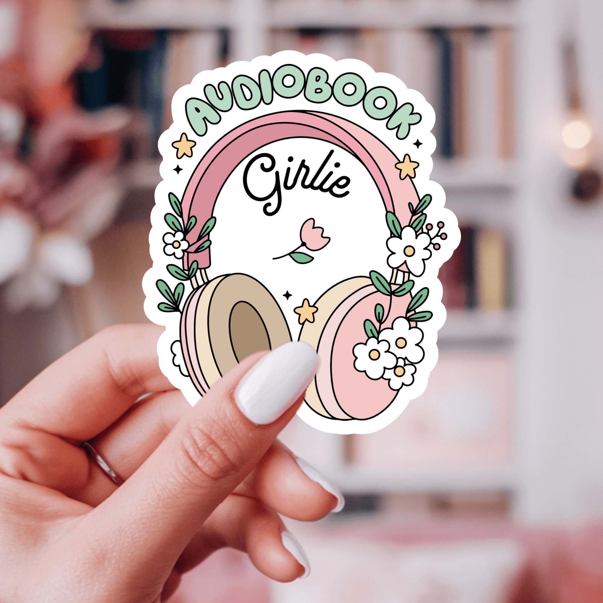Audio Book Girlie Vinyl Sticker – Book Lover Gift: 2.5" - She Chester