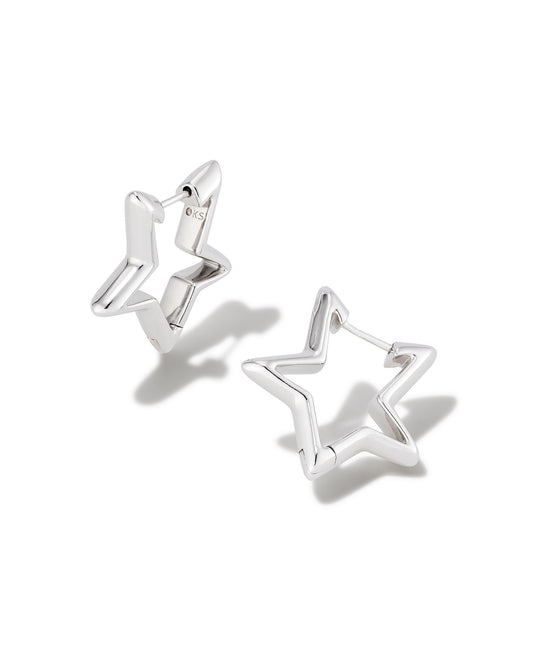 STAR HUGGIE EARRINGS IN SILVER