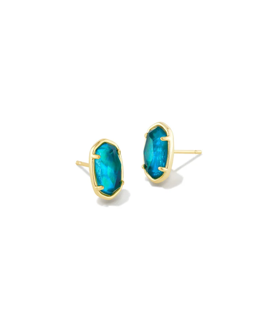 Grayson Stone Stud Gold Teal Abalone