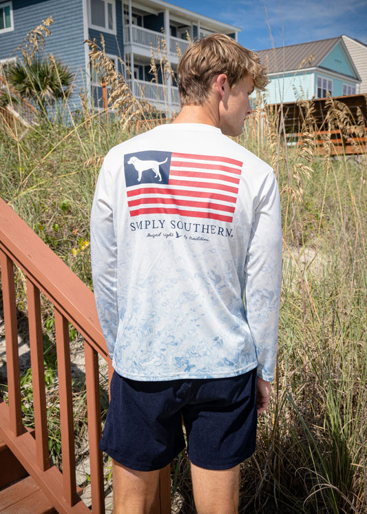 SS Men's Rash Guard - White Dye Flag-
