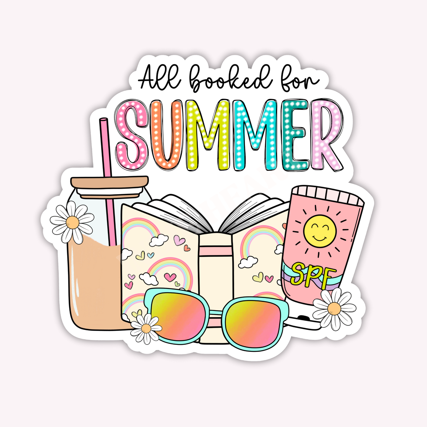 All Booked For Summer Sticker: 2.5"