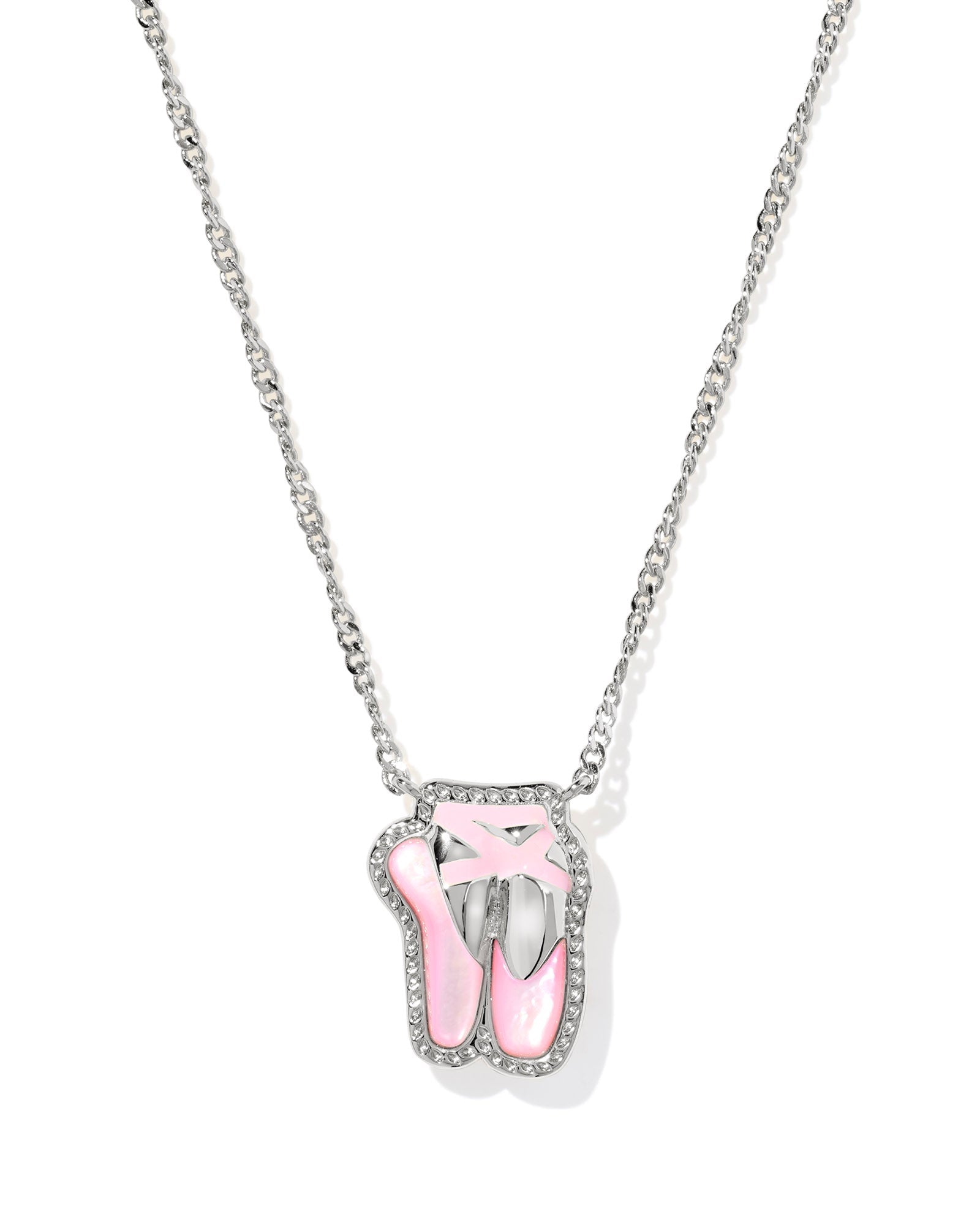 Ballet Short Pendant Necklace Rhodium Blush MOP - She Chester