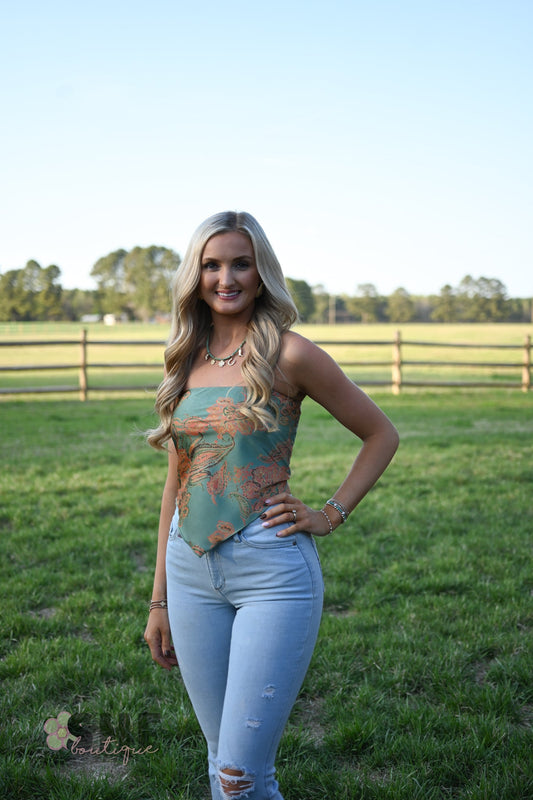 Banty Paisley Blue Bandana Top - She Chester