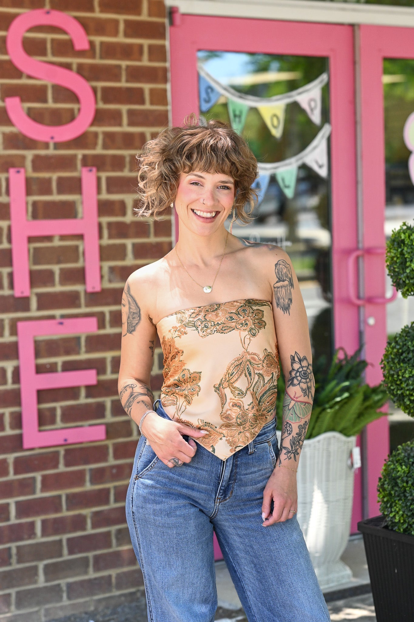 Banty Paisley Ivory Bandana Top - She Chester