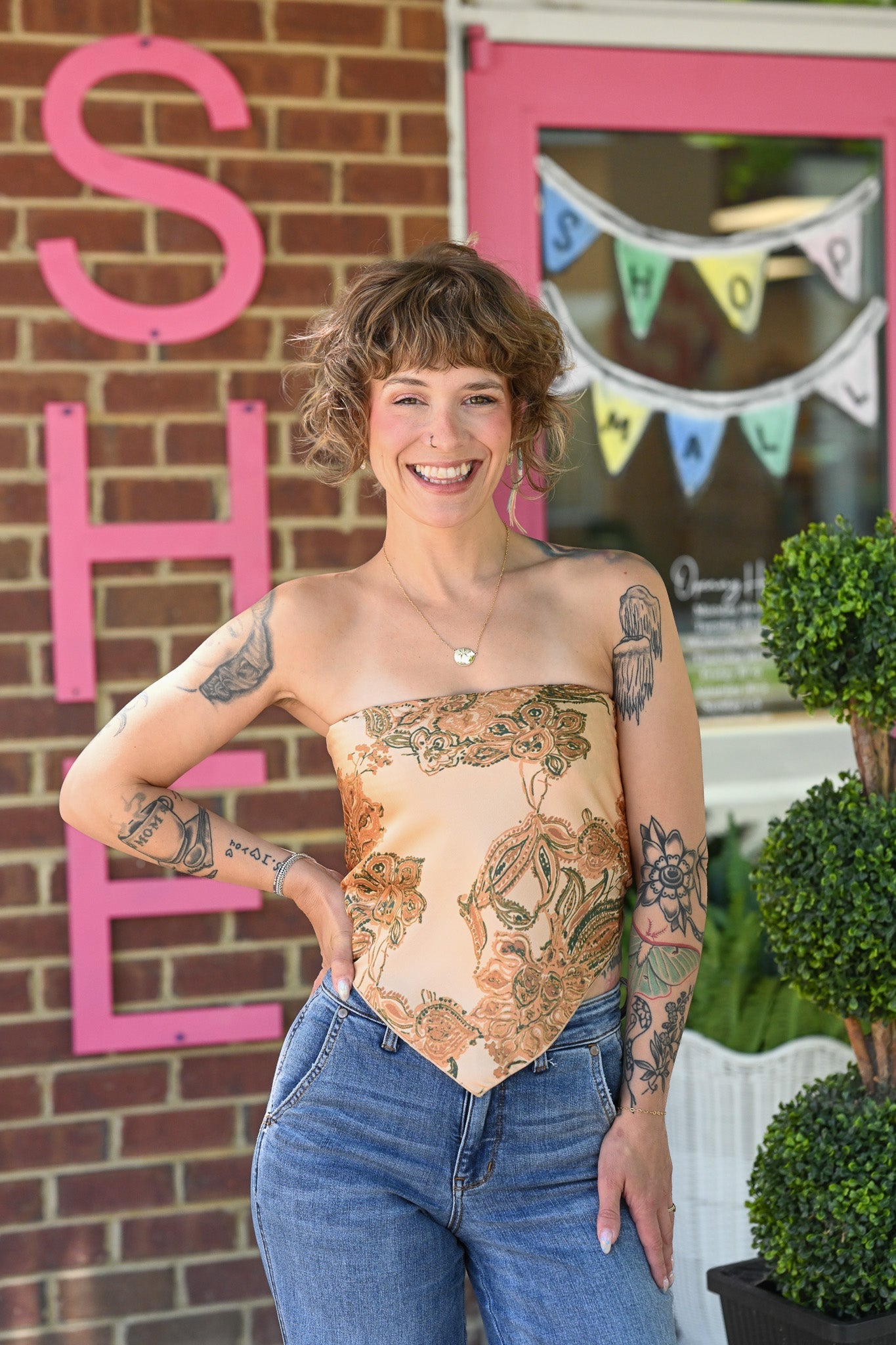 Banty Paisley Ivory Bandana Top - She Chester