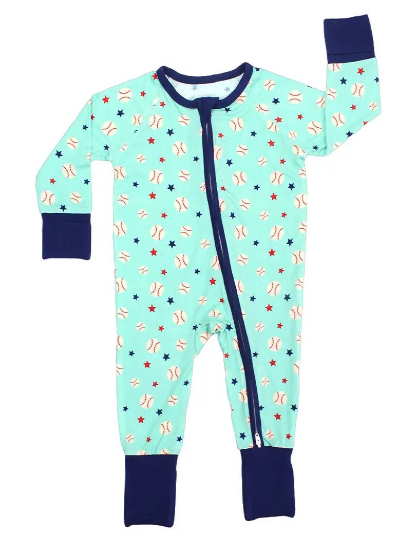 Baseball Buddies Sports Bamboo Convertible Baby Pajamas - She Chester