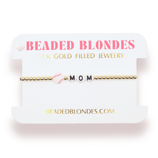 Baseball Mom Bracelet: Standard 6.75 / Gold - She Chester