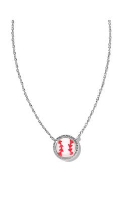 BASEBALL SHORT PENDANT NECKLACESILVER IVORY MOTHER OF PEARL - She Chester