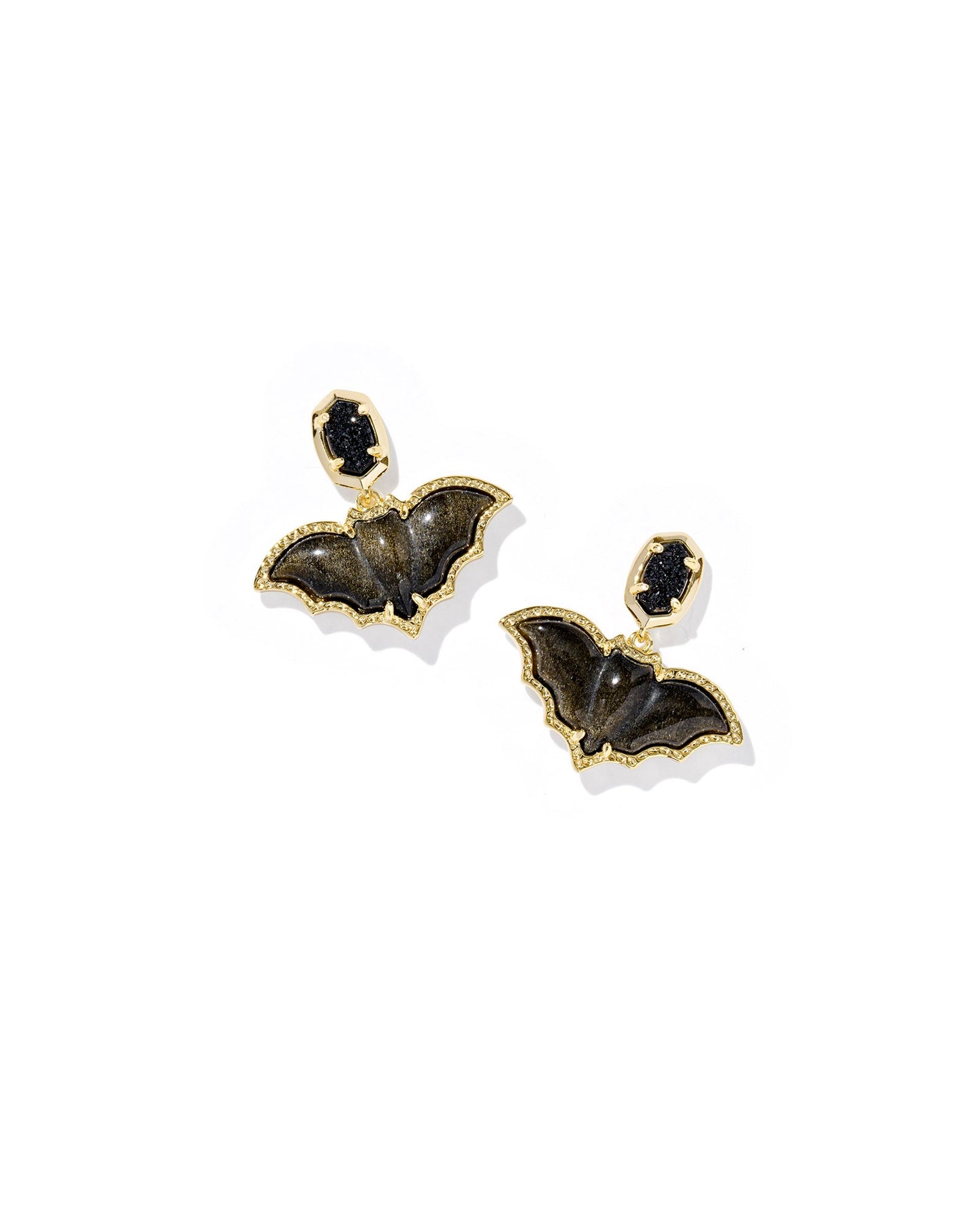 BAT DROP EARRINGS GOLD BLACK MIX - She Chester