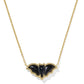 BAT SHORT PENDANT NECKLACE GOLD GOLDEN OBSIDIAN - She Chester