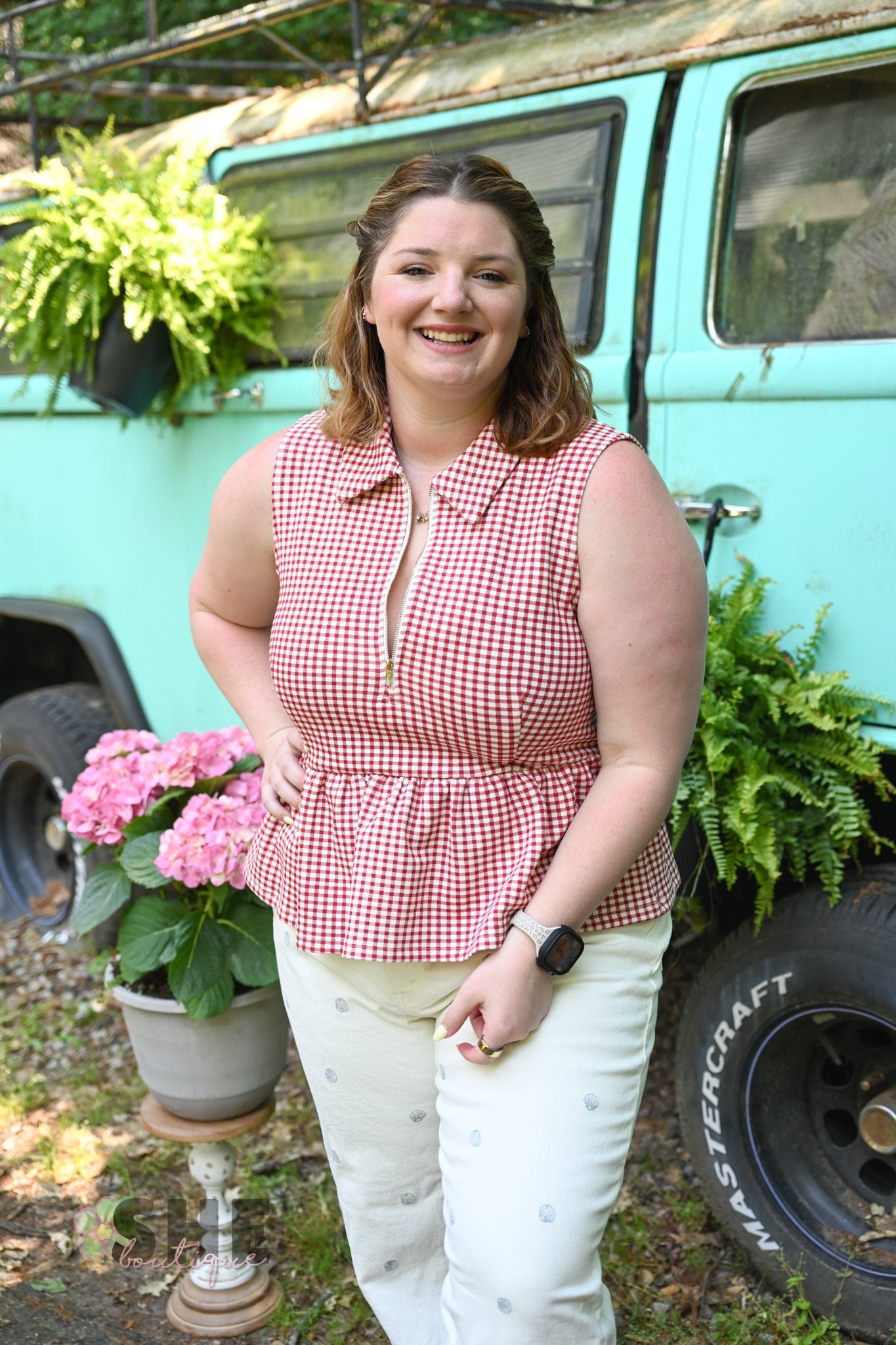 BBQ Red Gingham Tank - She Chester