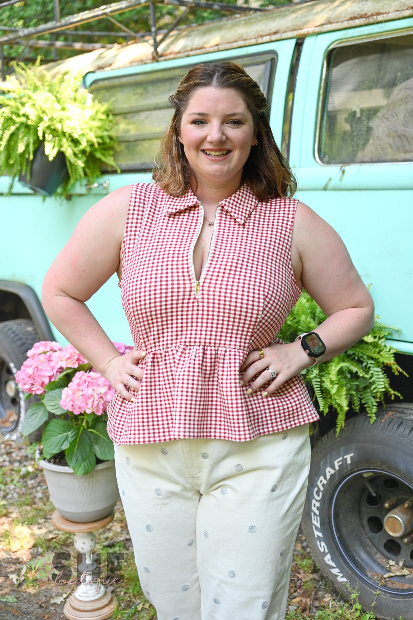 BBQ Red Gingham Tank - She Chester