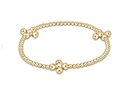 Beaded 4mm Gold Signature Cross 2.5mm Gold Bracelet - She Chester