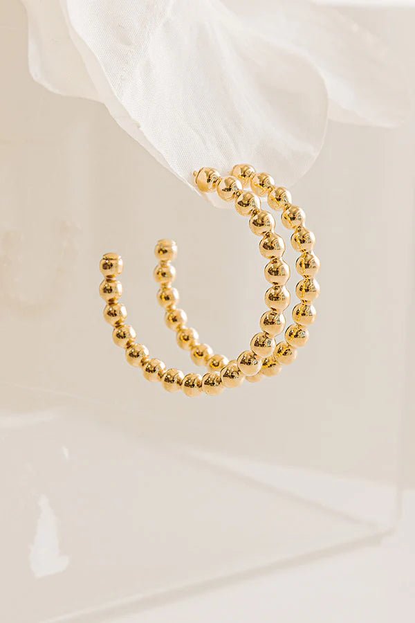 Beaded Classic 1" Hoop 2mm Gold - She Chester
