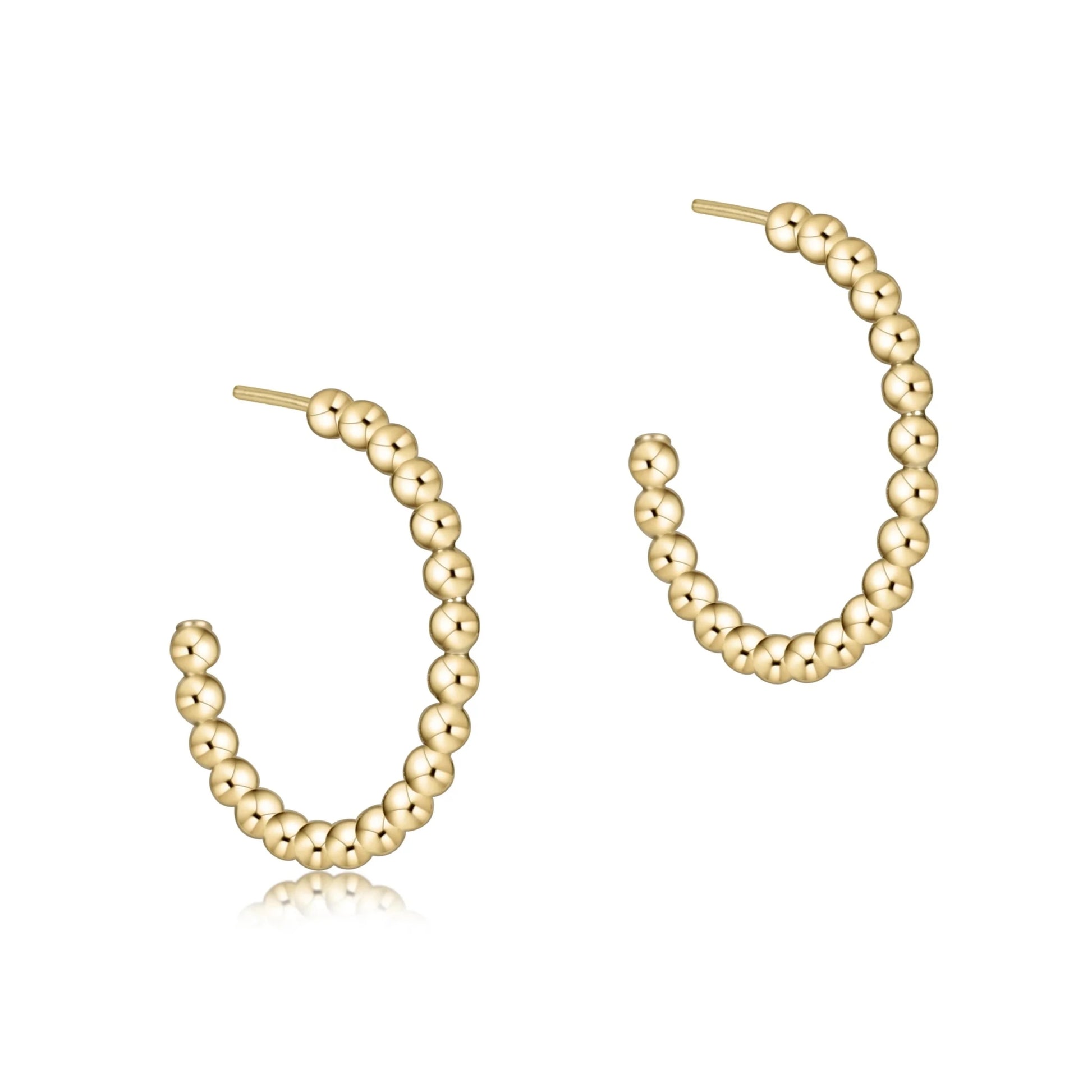 Beaded Classic 1" Hoop 2mm Gold - She Chester