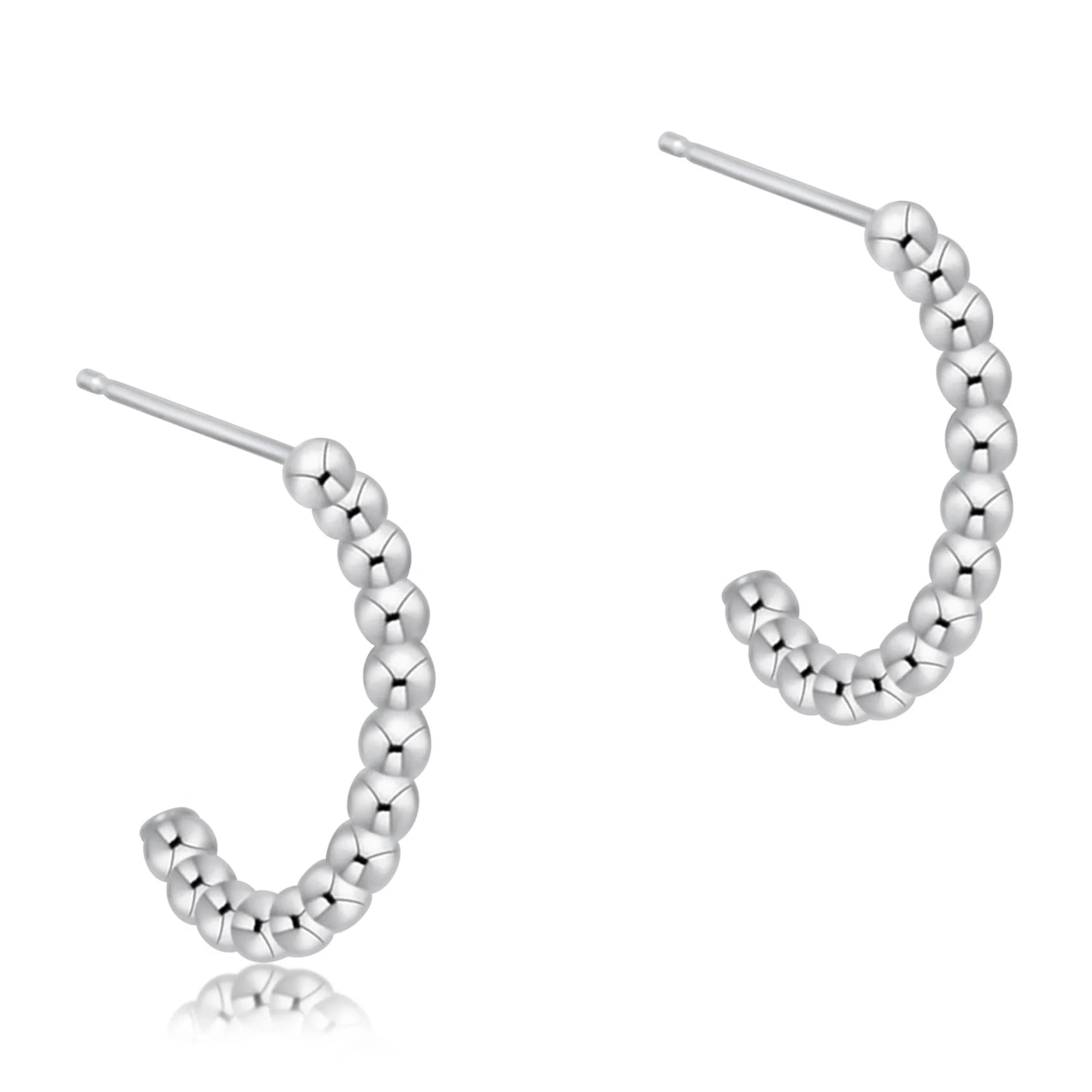Beaded Classic 1" Hoop 2mm Silver - She Chester