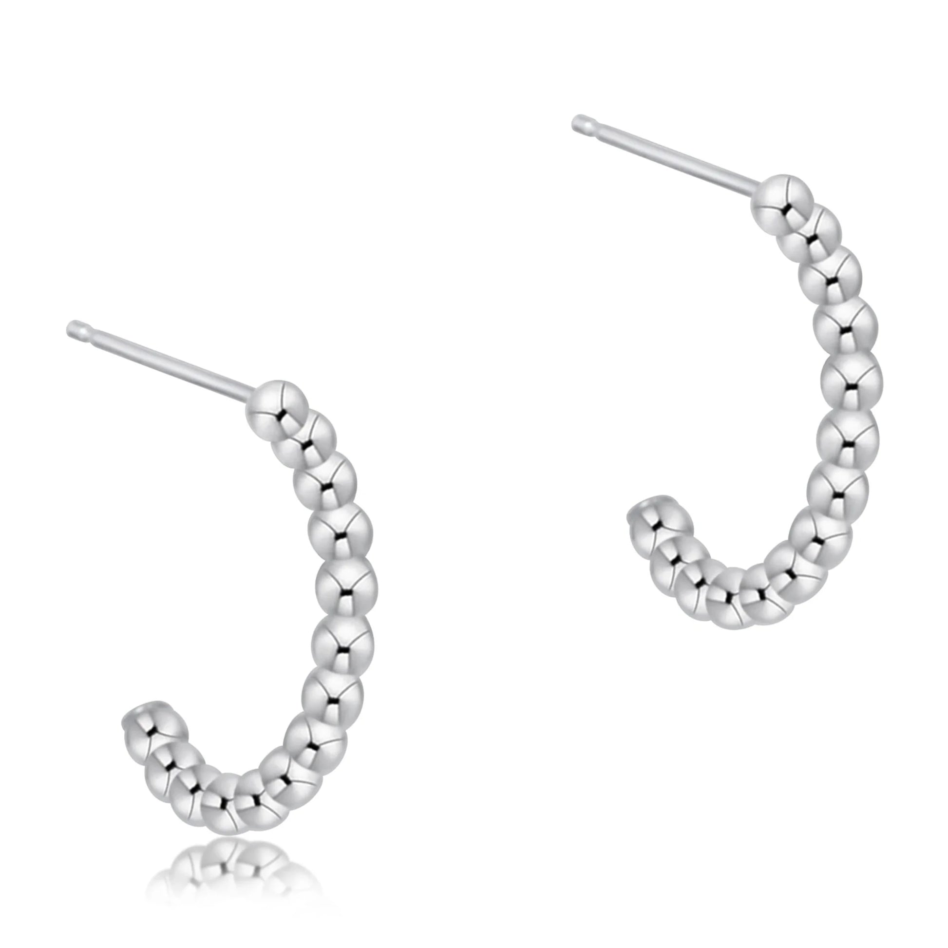 Beaded Classic 1" Hoop 2mm Silver - She Chester