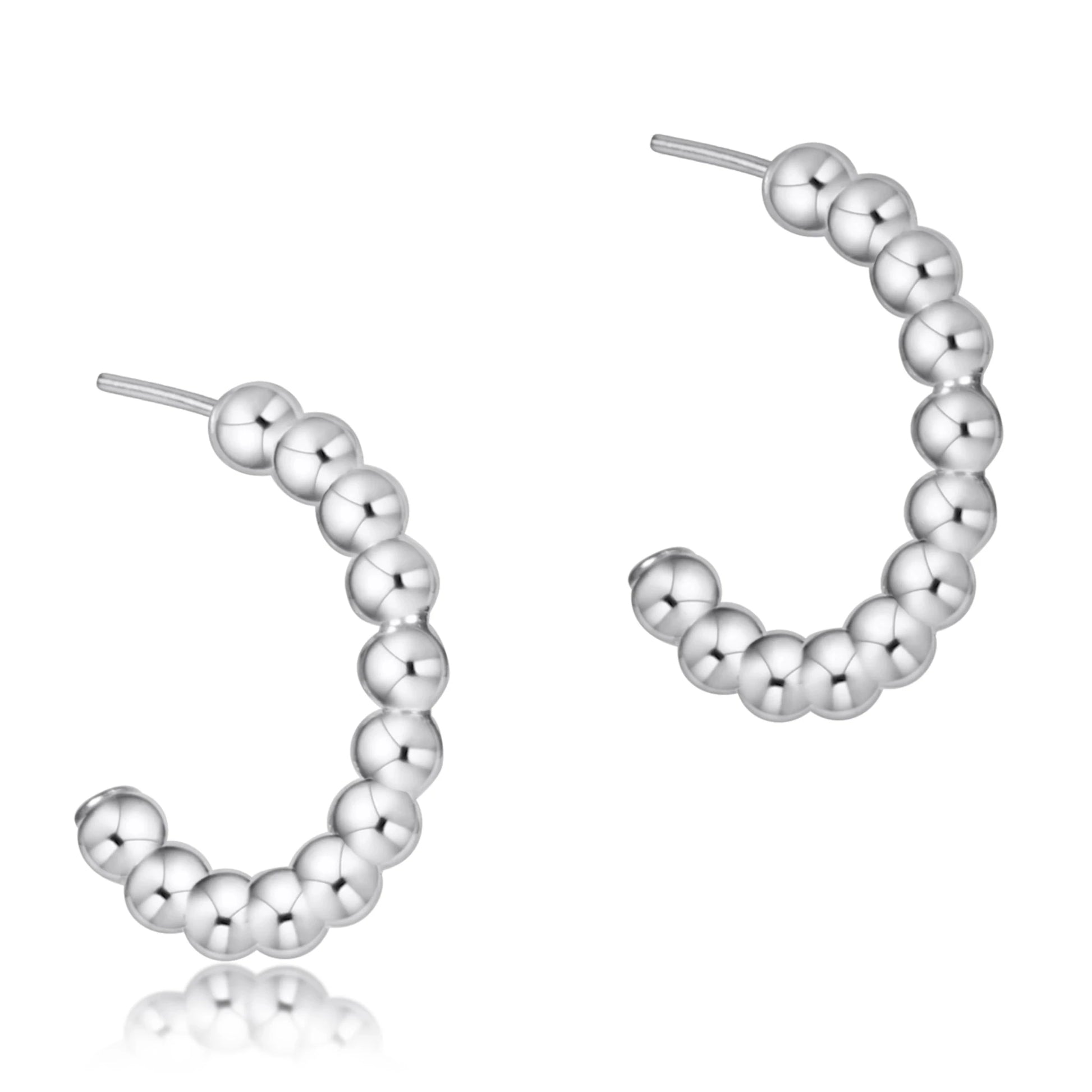 Beaded Classic 1" Hoop 3mm Silver - She Chester