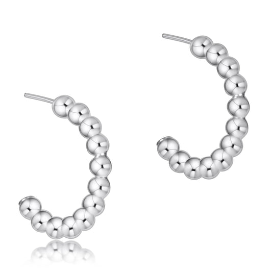 Beaded Classic 1" Hoop 3mm Silver - She Chester