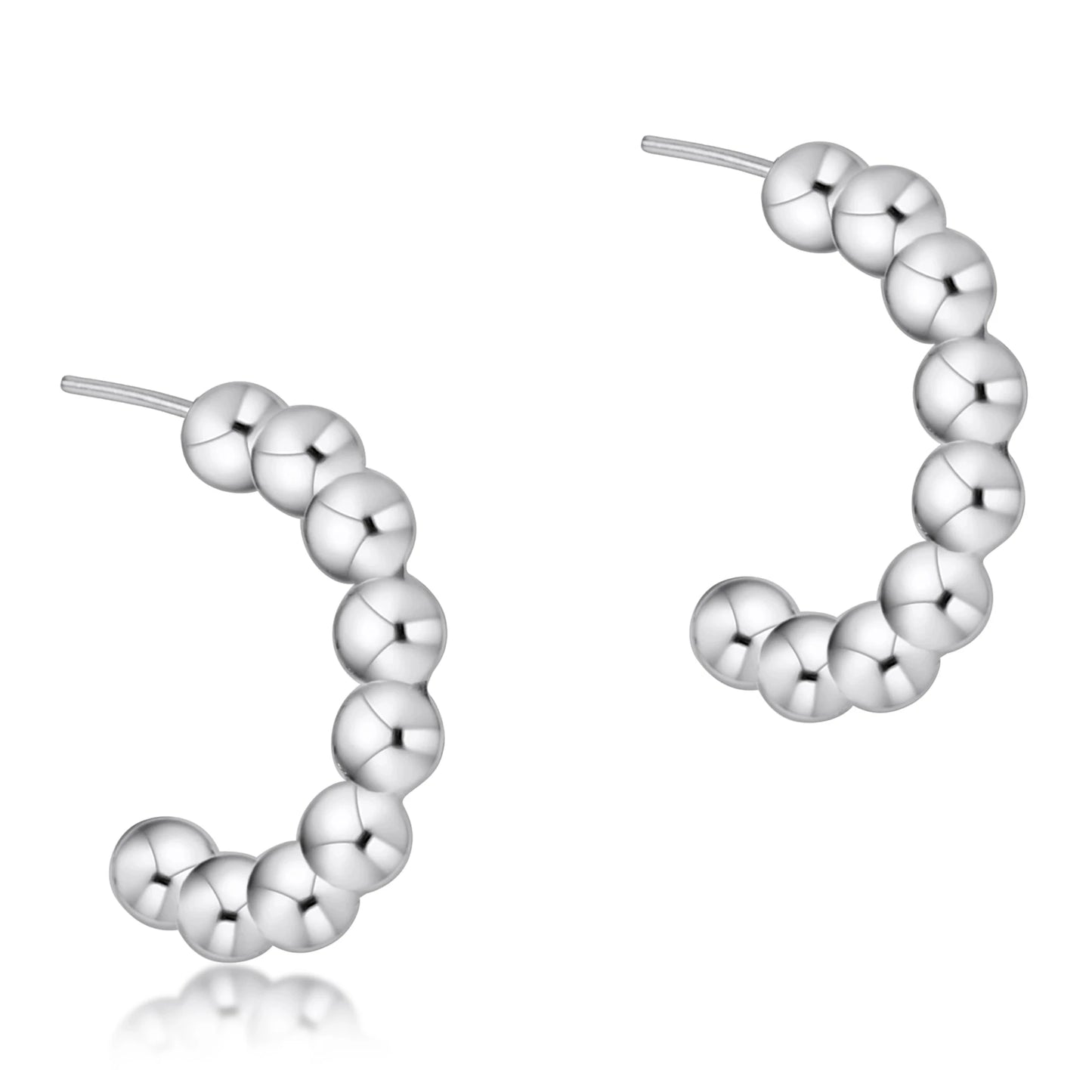 Beaded Classic 1" Hoop 4mm Silver - She Chester