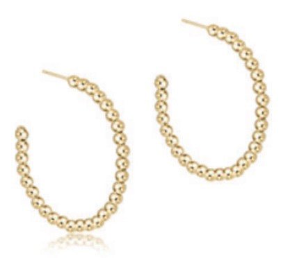 Beaded Classic 1.25" Hoop 3mm Gold - She Chester