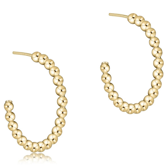 Beaded Classic 1.25" Hoop 4mm Gold - She Chester