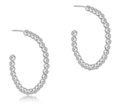 Beaded Classic 1.25 Hoop 4mm Silver - She Chester