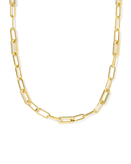 BELLA CHAIN NECKLACE GOLD WHITE CZ - She Chester