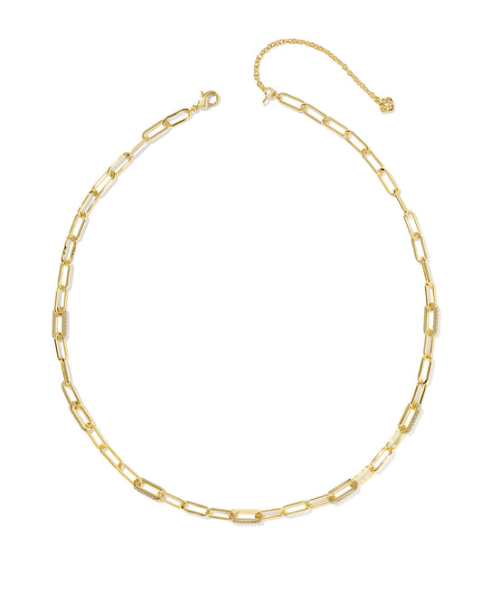 BELLA CHAIN NECKLACE GOLD WHITE CZ - She Chester