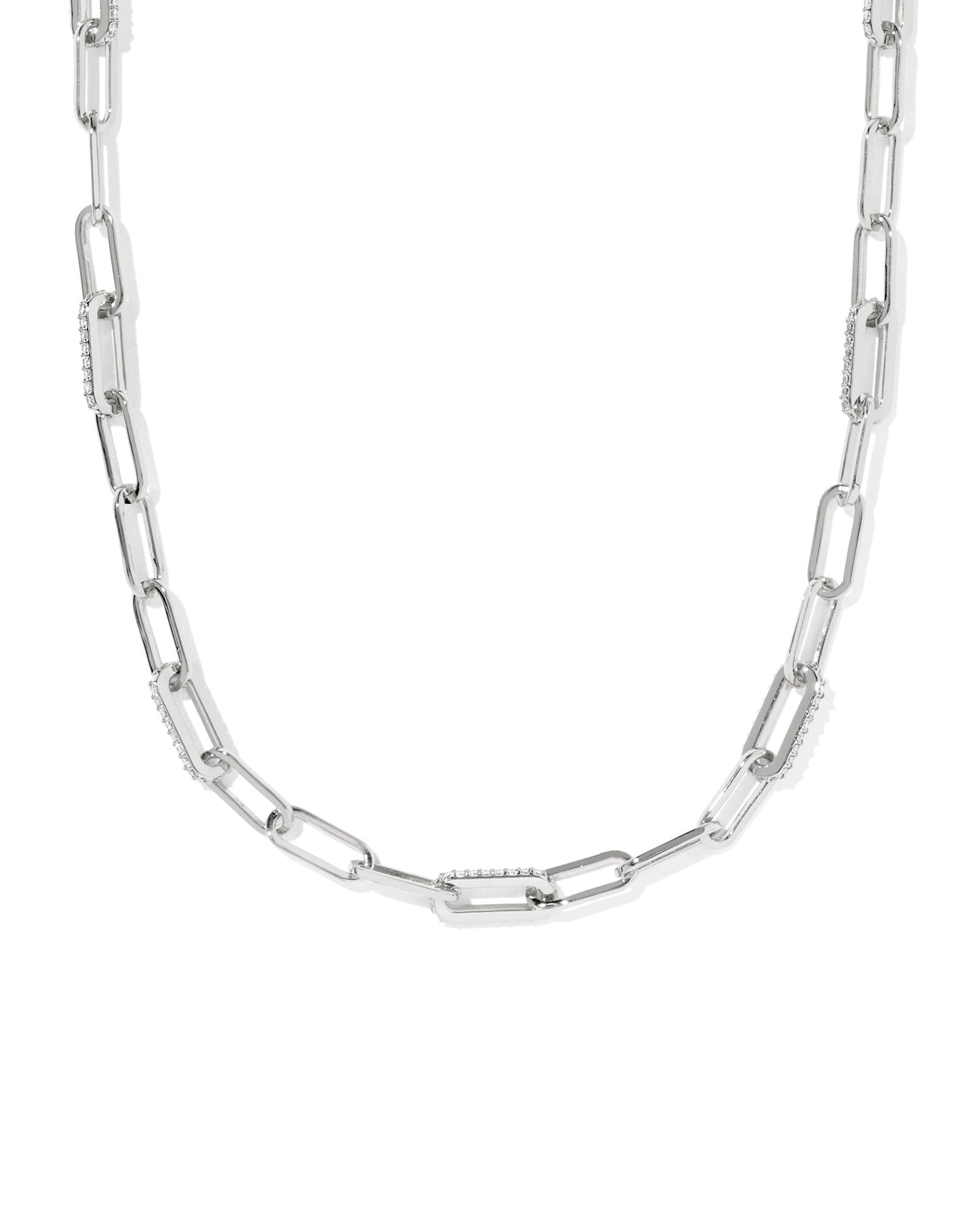 BELLA CHAIN NECKLACE SILVER WHITE CZ - She Chester
