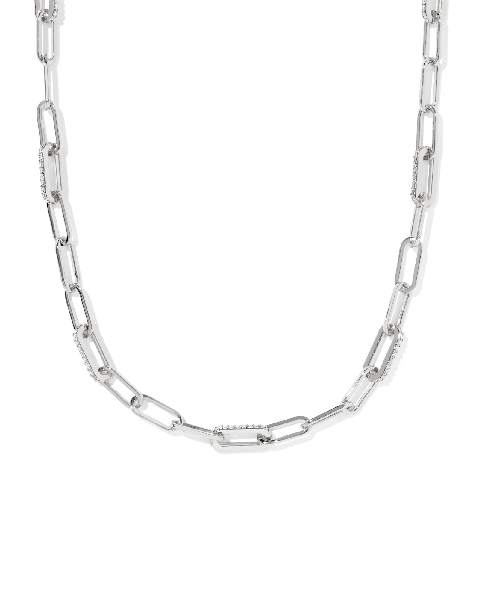 BELLA CHAIN NECKLACE SILVER WHITE CZ - She Chester