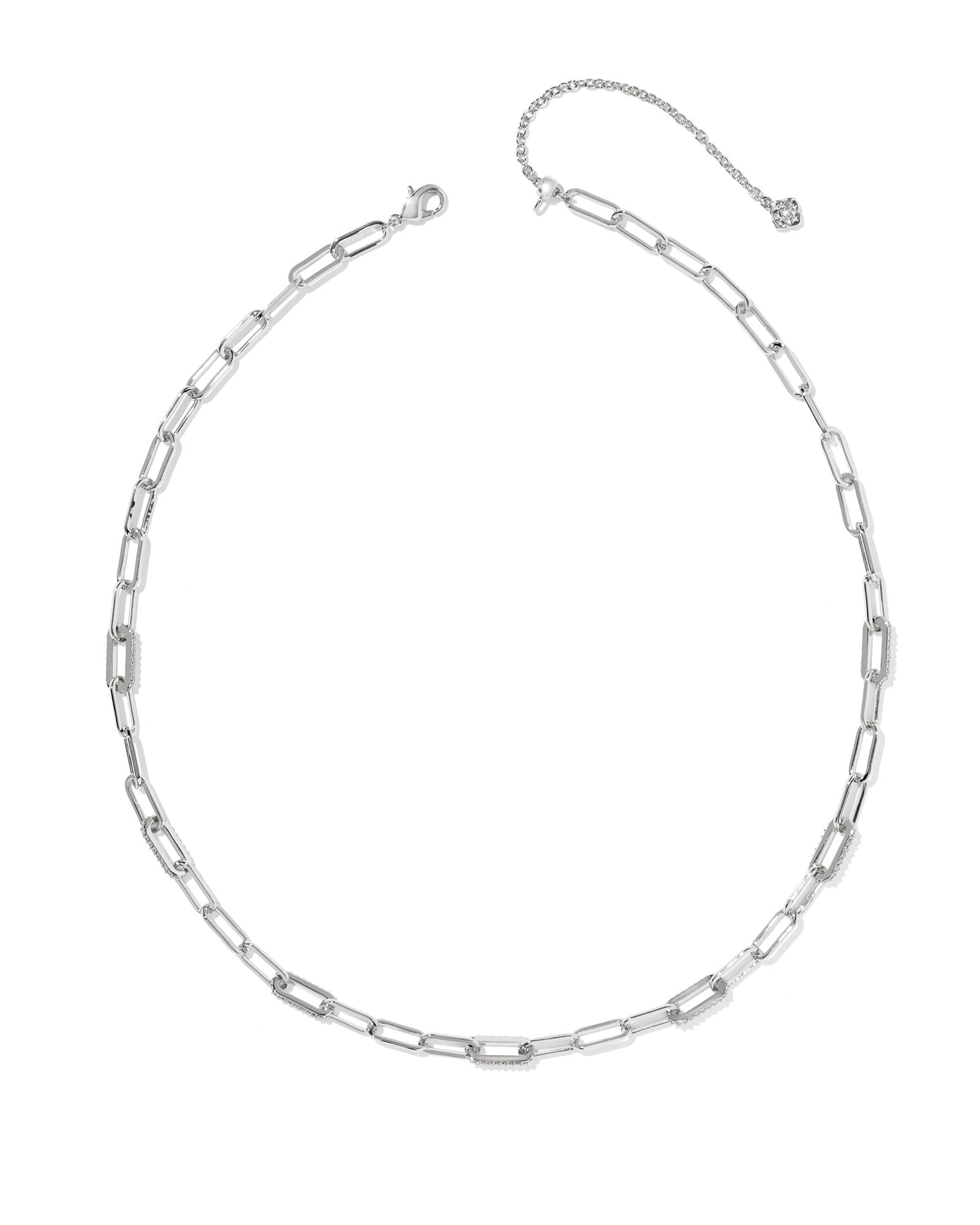 BELLA CHAIN NECKLACE SILVER WHITE CZ - She Chester