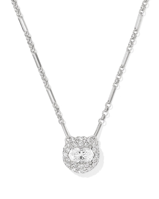BELLA SHORT PENDANT NECKLACE SILVER WHITE CZ - She Chester