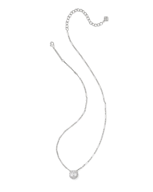 BELLA SHORT PENDANT NECKLACE SILVER WHITE CZ - She Chester