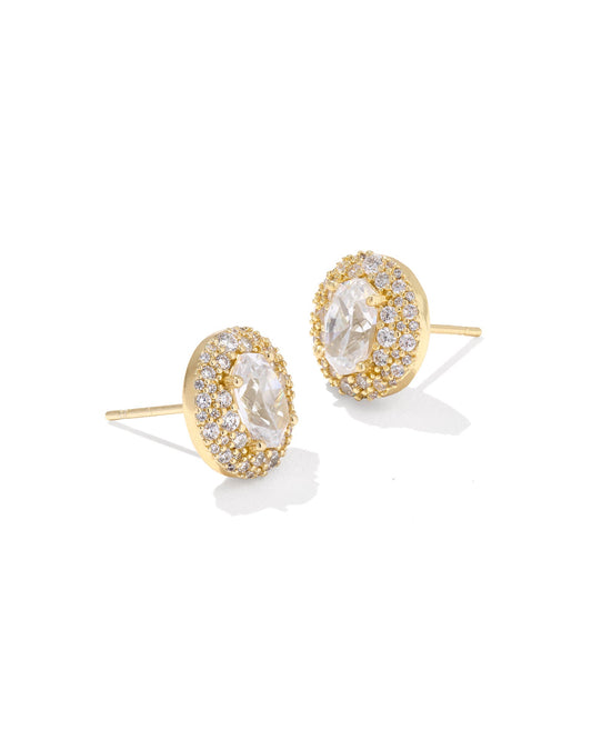 BELLA STUD EARRINGS GOLD WHITE CZ - She Chester