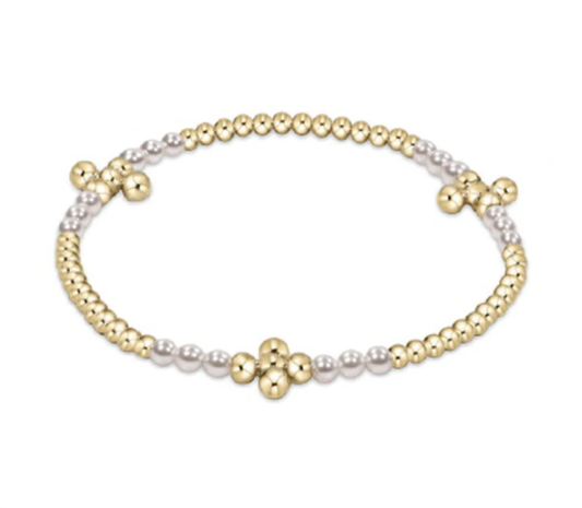 Signature Cross Gold Bliss Pattern 2.5mm Bead Bracelet Pearl