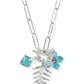 Bianca Butterfly Charm Necklace Rhodium Bright Aqua Mix - She Chester