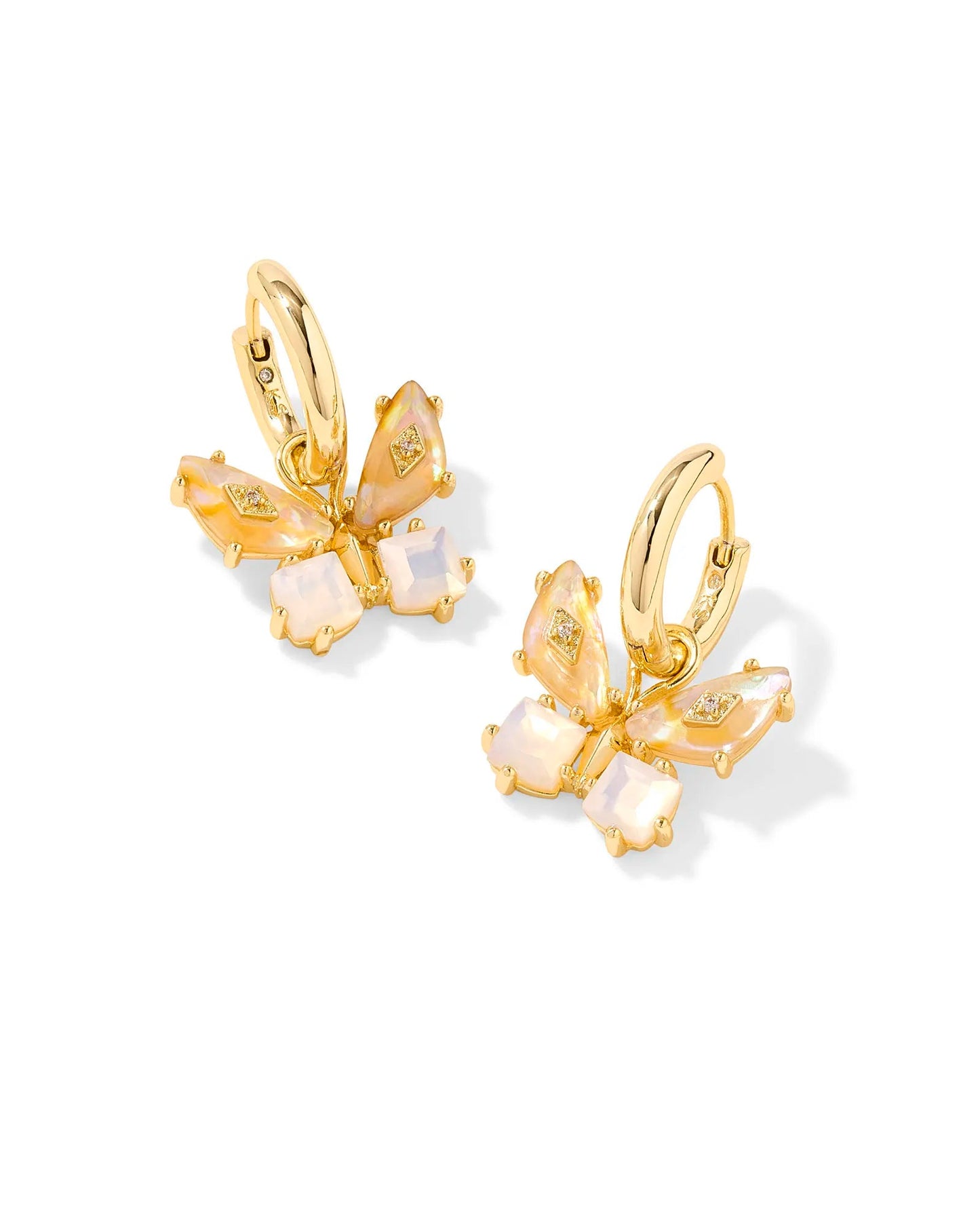 Bianca Butterfly Huggie Earrings Gold Iridescent White Mix - She Chester