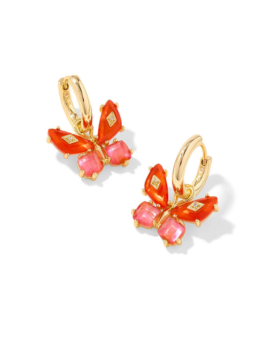 Bianca Butterfly Huggie Earrings Gold Orange Mix - She Chester