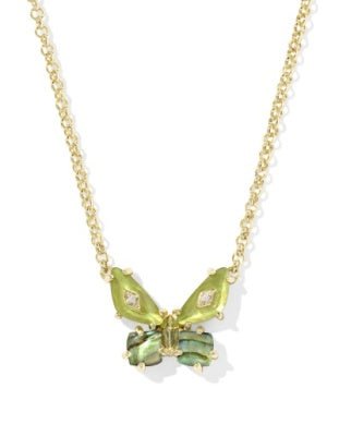 Bianca Butterfly Pendant Necklace Gold Green Mix - She Chester