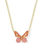 Bianca Butterfly Pendant Necklace Gold Orange Mix - She Chester