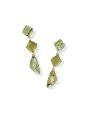 Bianca Linear Earring Gold Green Mix - She Chester