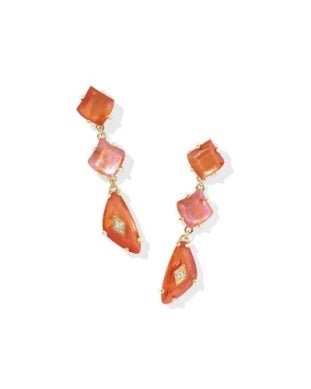 Bianca Linear Earring Gold Orange Mix - She Chester