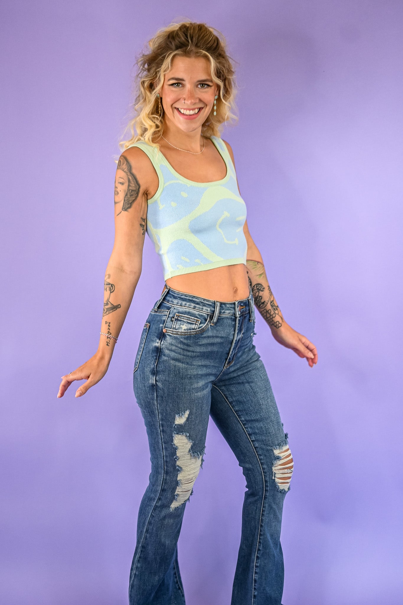 Big Smiles Sweater Crop Tank - She Chester