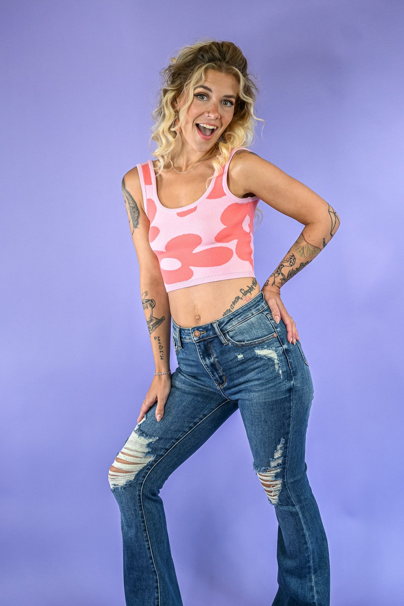 Bikini Bottom Sweater Crop Tank - She Chester